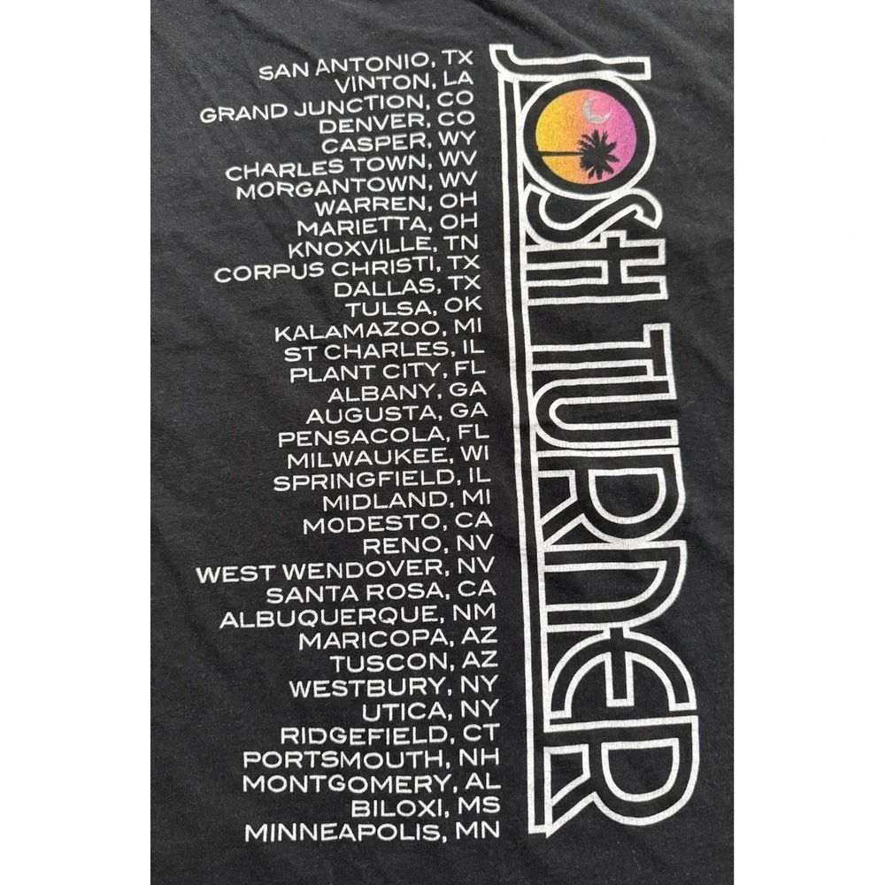 Josh‎ Turner Country Music Tour T-Shirt Unisex XL Black Graphic Double Sided Tee